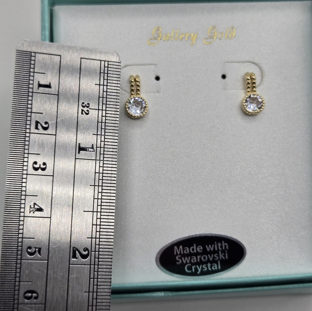 Swarovski Elements Crystal Earrings Gold - Picture 6 of 7